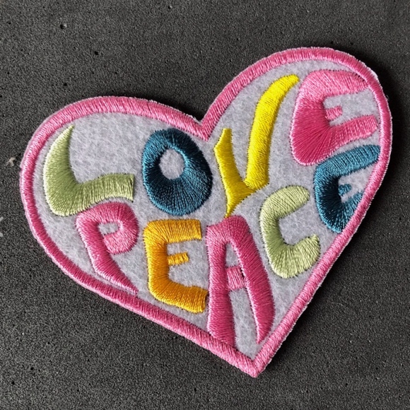 ‘Love Peace' Heart Shaped Patches - Picture 1 of 2